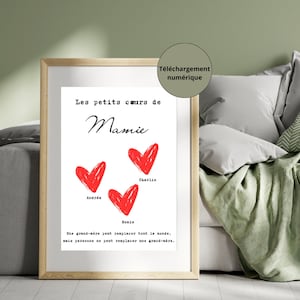 Affiche Mamie, Cadeau Fête des Grands Mères, Mamie Cadeau personnalisé, Cadeau de Noël Mamie, Annonce grossesse, Affiche numérique ...
