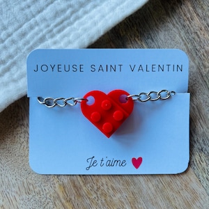 Carte cadeau st valentin, cadeau saint Valentin, porte clef cœur, porte clef lego, cadeau couple