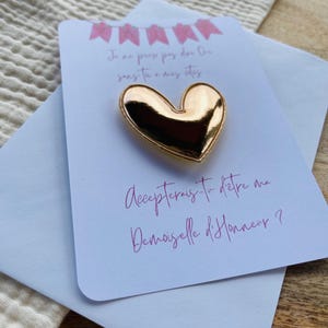 Carte cadeau demande Témoin personnalisable, Cœur pin’s, broche cœur, demande demoiselle d’honneur …