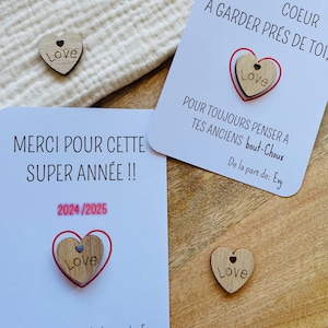 Cadeau fin d'année, Maîtresse, nounou, atsem, cadeau personnalisé fin d’année, carte cadeau fin d’année , carte personnalisée, magnet coeur