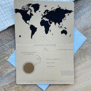 Carte cadeau à gratter, Billet de voyage à gratter, Passeport à gratter, Carte personnalisée, Anniversaire, Noël