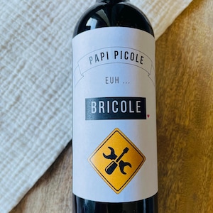 Etiquette bouteille de vin, cadeau fête des grands pères, cadeau papi, annonce grossesse, étiquette bouteille de vin personnalisée