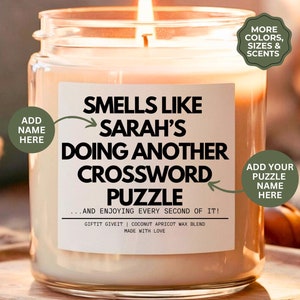 Smells Like She&#39;s Doing Another Puzzle Lovers Gifts Custom Gift for Puzzle Lovers Personalized Puzzle Christmas Birthday Gifts Candle Name