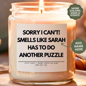 Smells Like She&#39;s Doing Another Puzzle Lovers Gifts Custom Gift for Puzzle Lovers Personalized Puzzle Christmas Birthday Gifts Candle Name