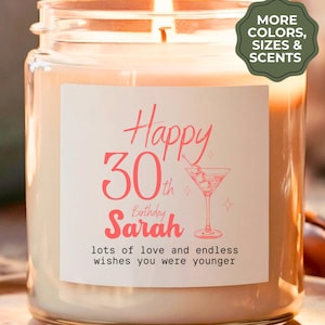 Personalised Birthday Candle Gift ANY AGE Scented Birthday Gift for Her Mum Best Friend Sister Auntie Colleague Boss Daughter 21 30 40 50