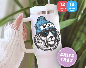 Detroit Football Tumbler 40oz, Vintage Sports Drinkware, Retro Game Day Cup, Unisex Travel Mug, Trendy Detroit Football Fan Gift