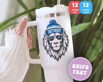 Vintage Detroit Football 40 oz Tumbler – Retro Game Day Sports Fan Travel Cup – Unisex Insulated Detroit Pride Drinkware Gift