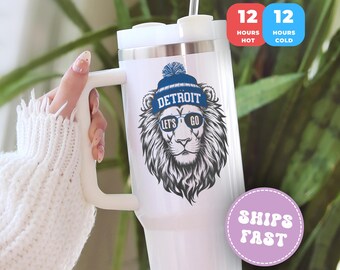 Vintage Detroit Football 40 oz Tumbler – Retro Game Day Sports Fan Travel Cup – Unisex Insulated Detroit Pride Drinkware Gift