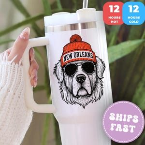 Vintage New Orleans Football 40 oz Tumbler with Handle – Retro Game Day Sports Fan Travel Cup – Unisex Insulated Drinkware Gift
