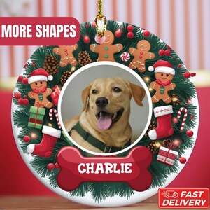 Personalized Pet Ornament Custom Dog Christmas Ornament Pet Memorial Ornament Cat Christmas Photo Ornament Pet Portrait Name Gift