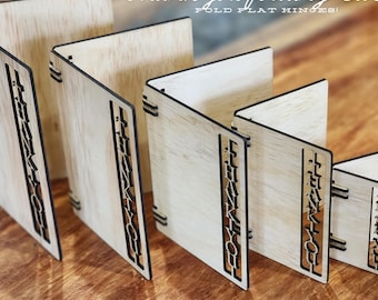 Zestaw składanych kart podarunkowych z podziękowaniami - wersja 2, składana na płasko, svg glowforge, Dzień Ojca, 5 rozmiarów w zestawie, plik do cięcia laserowego