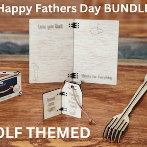 Father&#39;s Day GOLF BUNDLE!  5 x Digital products Included!  All themed !  V2 Hinges Included! glowforge svg Laser Cut File vector file