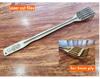 Laser Cut Back Scratcher-Datei – Austauschbare Finger, 3 mm Ply (SVG, DXF, AI, Lightburn)