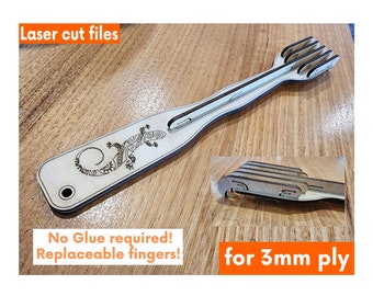 310mm Laser Cut Datei - Back Scratcher (3mm lagy) No Glue Version - SVG, DXF, Lightburn