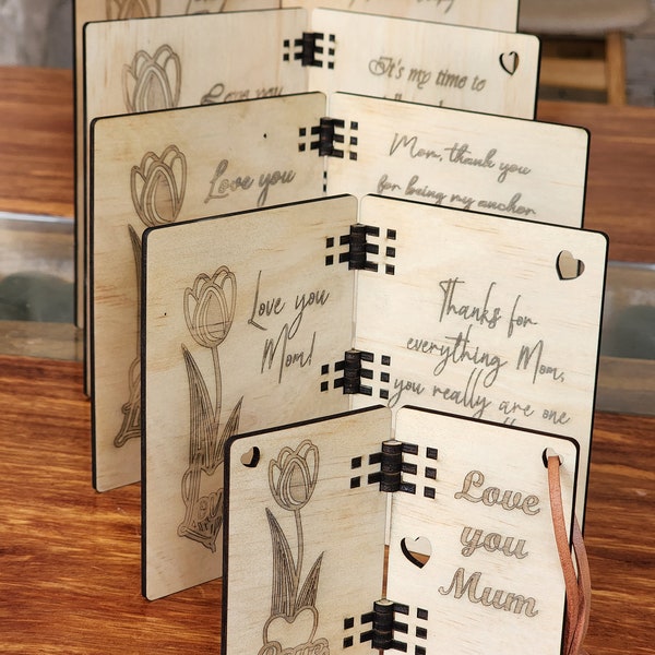 MUTTER TAGESKARTE Geschenkkarten Faltkarte Bundle - Faltbare flaches Design, Geschenk für Mama svg glowforge Muttertag Geschenkanhänger Geschenkkarte Laser Cut File