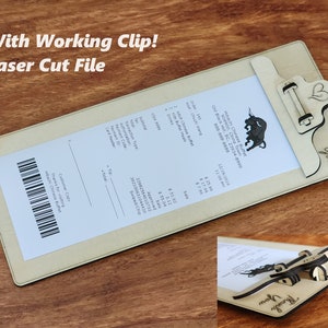 CHECK/BILL PRESENTER Klembord Laserbestand met werkende clip! - 6 x maten inbegrepen! Lasergesneden bestand Geen hardware nodig! glowforge, SVG-vector