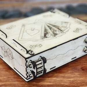 ULTIMATE GAMES BOX! Laser cut file - 10000, Dice, Poker, Blackjack, Chess, Checkers, Snakes n ladders - Svg/Dxf/Ai Lightburn 5000 cards