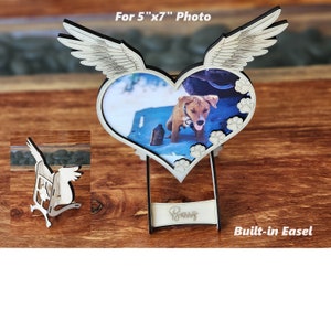 PET MEMORY PHOTO Bilderrahmen mit eingebautem Aufsteller ! Laser geschnitten Datei, Versionen 5'x7 'große Foto Haustier Himmel Liebe Haustier Hund svg glowforge lightburn Liebe Haustier