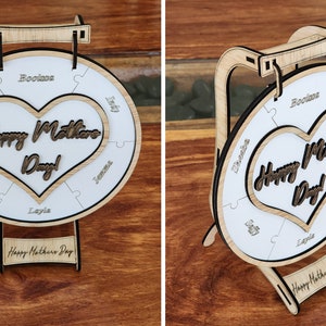 MOTHERS DAY DISPLAY Heart Swing Gift display Laser Cut File - Happy Mother&#39;s Day Glowforge, svg Moms Day Gift vector file mom shelf sitter