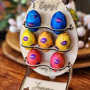 EASTER EGG COUNTDOWN  Stand - 7 Days, Medium Easter Eggs ,Chocolates, Chocolate Egg Stand, Easter Eggs, Easter Egg Stand, svg, glowforge dxf
