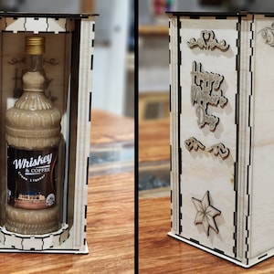 REGALO PARA EL DÍA DE LA MADRE Caja de diseño giratorio Caja de vino Caja de alcohol - ¡Diseño giratorio! Archivos cortados con láser