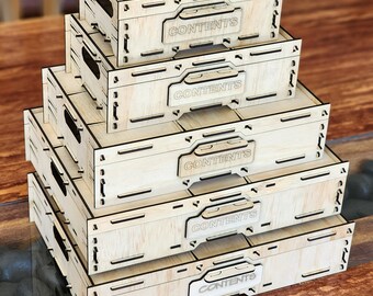 Stackable Storage Box SVG – Laser Cut Tray, 5 Sizes (Digital Download)