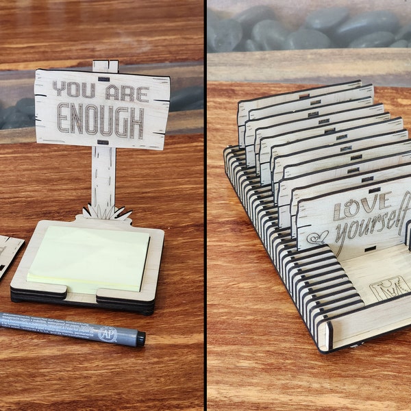 Mental Health STICKY NOTE HOLDER with Pen holder and Card Holder Thank you svg, pencil holder Sticky note svg, post it svg, post-it svg