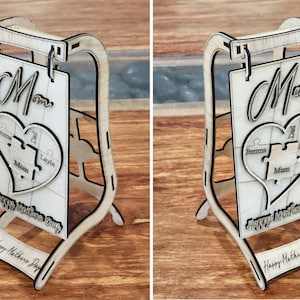 MOTHERS DAY DISPLAY Swing Gift display mom and mum Heart Design 01  Laser Cut File - Happy Mothers Glowforge, svg Moms Day Gift vector file