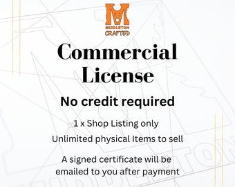 Licencja komercyjna — pojedyncza oferta na Etsy — nieograniczona produkcja przedmiotów fizycznych
