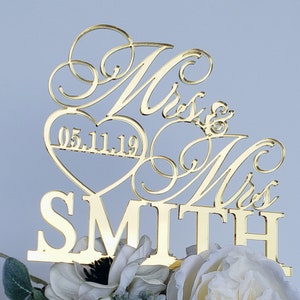 Mrs and Mrs Personalized Wedding Cake Topper, Lesbian Cake Topper, Same Sex Wedding, Gay Wedding Topper
