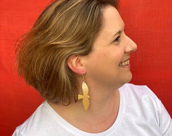 Original and colorful polymer clay earrings with 24k fine gold ear hooks, handmade creation, unique design