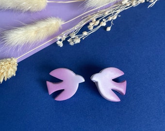 Boucles d'oreilles originales et colorées en argile polymère avec clous d’oreilles dorés à l’or fin 24k, création fait main, design unique