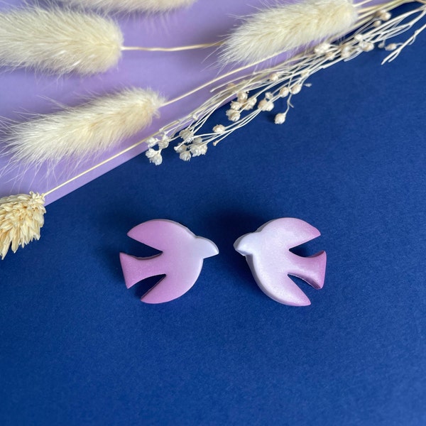 Boucles d'oreilles originales et colorées en argile polymère avec clous d’oreilles dorés à l’or fin 24k, création fait main, design unique