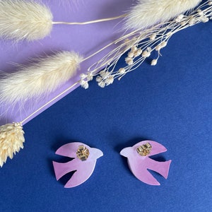 Original and colorful polymer clay earrings with 24k fine gold stud earrings, handmade creation, unique design image 3