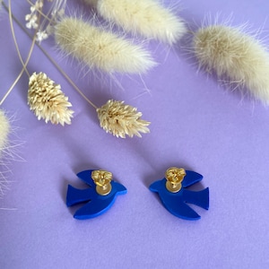 Boucles d'oreilles originales et colorées en argile polymère avec clous doreilles dorés à lor fin 24k, création fait main, design unique image 3