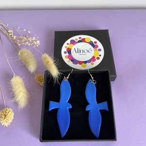 Original and colorful polymer clay earrings with 24k fine gold ear hooks, handmade, unique design image 5