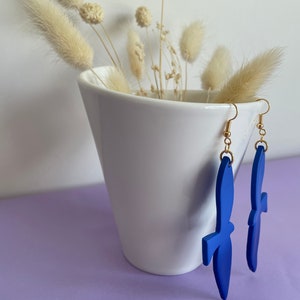 Original and colorful polymer clay earrings with 24k fine gold ear hooks, handmade, unique design image 4