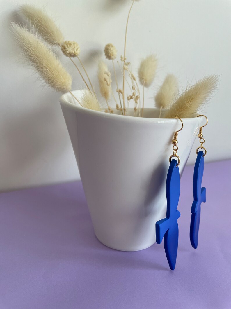 Original and colorful polymer clay earrings with 24k fine gold ear hooks, handmade, unique design image 4