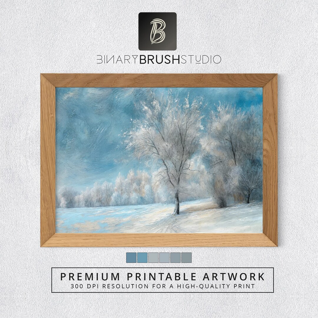Snowy Landscape Wall Art - Fine Art Printable | Winter Scene Digital ...