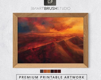 Desert Sunset Wall Art - Dunes Printable | Southwest Landscape Digital Art for Home Decor | Instant Download
