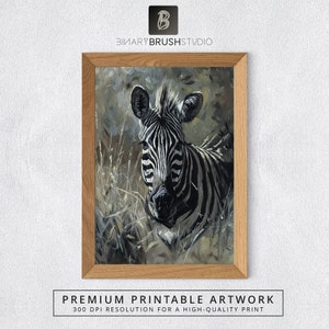 Zebra Wall Art - Abstract Animal Digital Painting | Modern Home Decor Printable | Instant Download
