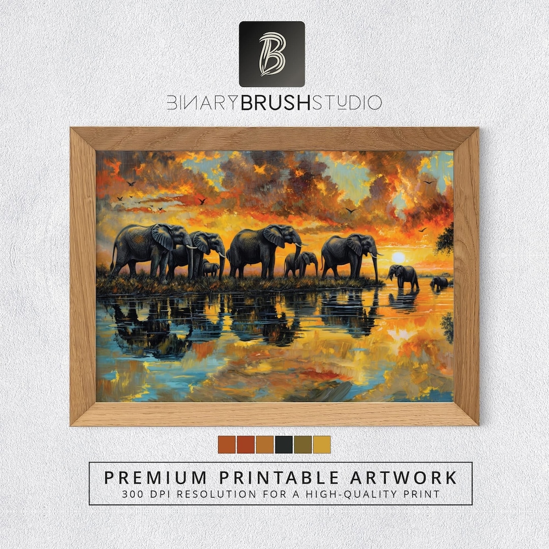 Elephant Printable Wall Art - Abstract Digital Poster | Modern Home ...