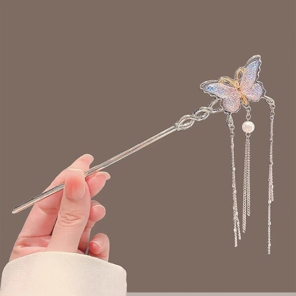 Butterfly Pearl Tassel Hair Clip - a unique niche design that highlights female elegance | Discovered modern Chinese hair accessories