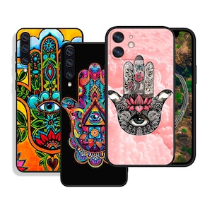 Custodie protettive Hamsa mano di Fatima per iPhone SE 12 13 14 15 16 Pro Max e Samsung S25 S24 S23 S22 A16 A55 A54 A25 A15 4G 5G FE