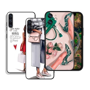 Custodie protettive Fashion Girl per iPhone SE 12 13 14 15 16 Pro Max e Samsung S25 S24 S23 S22 A16 A55 A54 A25 A15 4G 5G FE