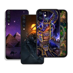 Custodie protettive con divinità egizie antiche per iPhone SE 12 13 14 15 16 Pro Max e Samsung S25 S24 S23 S22 A16 A55 A54 A25 A15 4G 5G FE