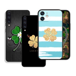 Custodie protettive a forma di quadrifoglio fortunato per iPhone SE 12 13 14 15 16 Pro Max e Samsung S25 S24 S23 S22 A16 A55 A54 A25 A15 4G 5G FE