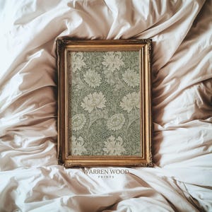 Sage Green Wall Art, Vintage Floral Print, Rustic Botanical Artwork, Printable Green Flower Poster, Calming Nature Decor for Bedroom image 1