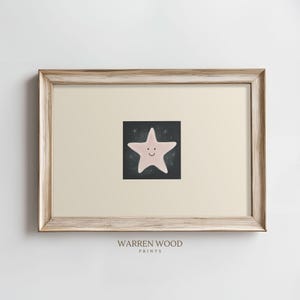 Smiling Star Nursery Print, Neutral Navy Star Art, Cute Celestial Baby Room Decor, Kids Wall Art, Digital Download for Nursery or Playroom