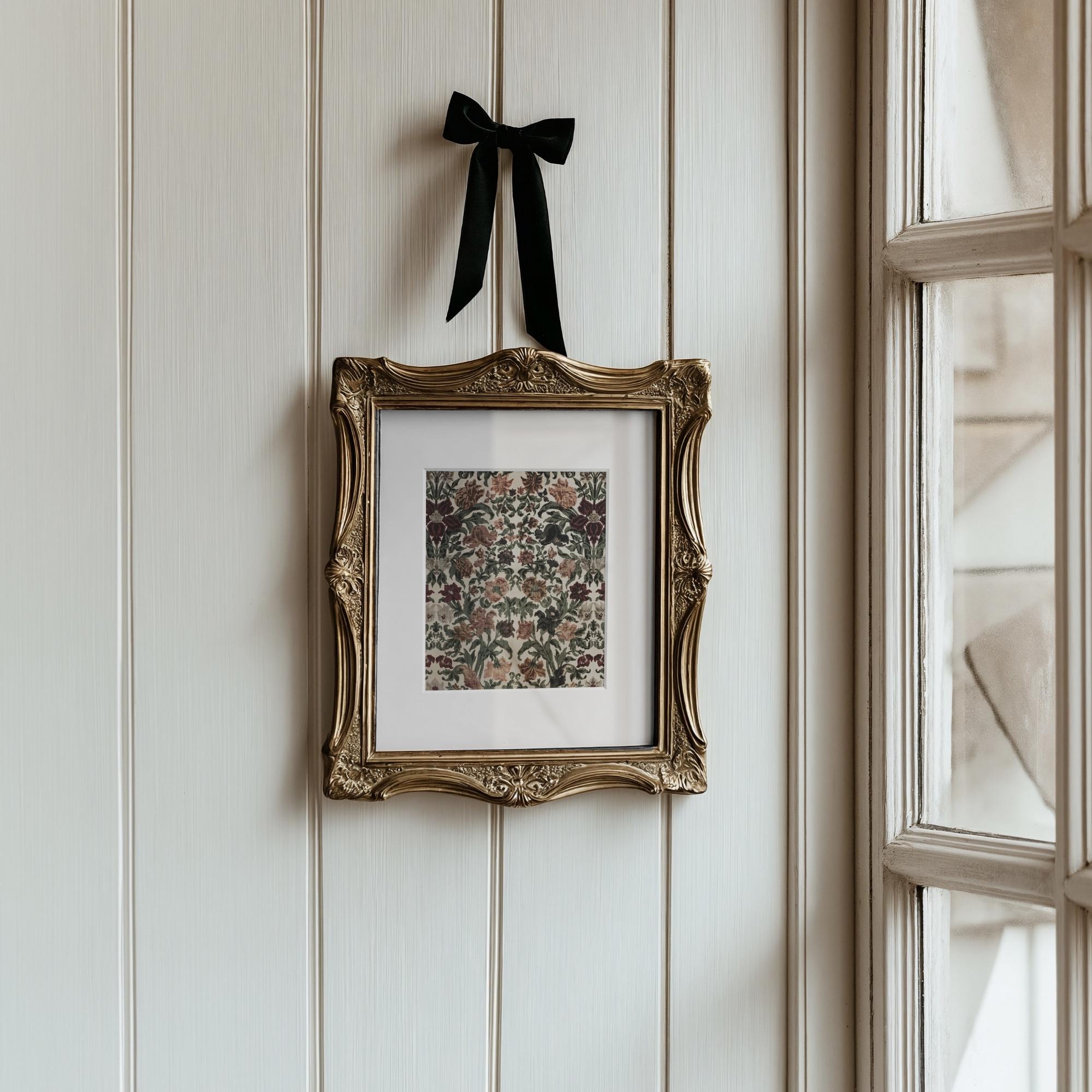 Vintage Floral Pattern Print, Moody Botanical Wall Art, Antique Style ...